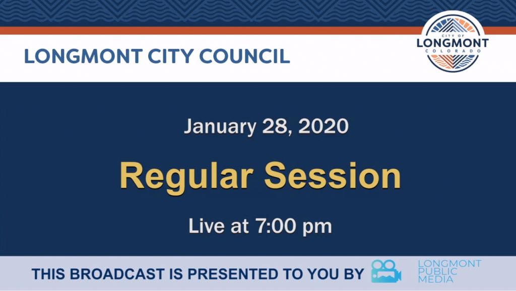 A poster for the regular session of the Longmont City Council