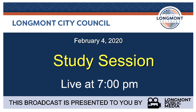 A poster displaying the Longmont City Council study session