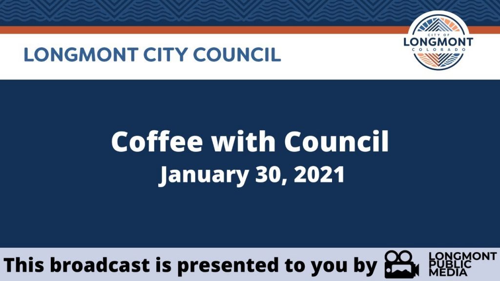 A coffee with council announcement on a blue background