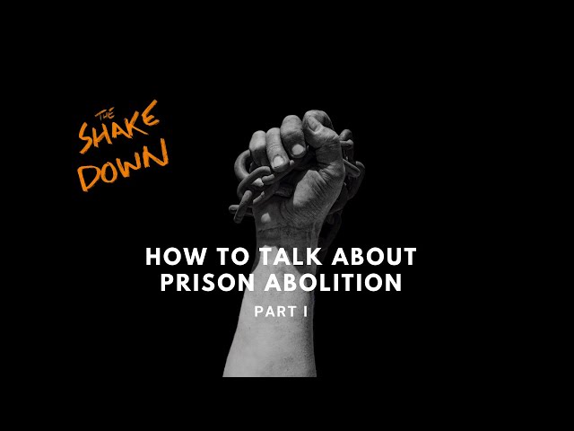 A black and white photo featuring a hand with the words "how to talk about prison abolition part 1