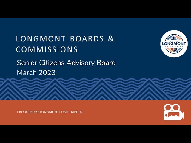 A blue and orange banner displaying the words "Longmont Boards & Commissions" for official use